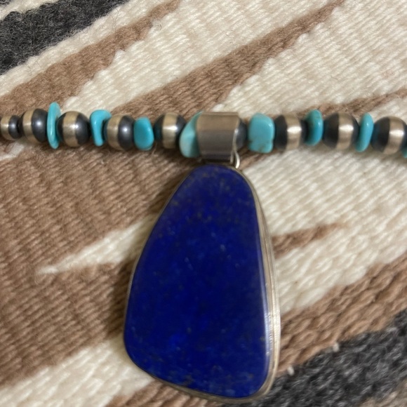 Lapis Lazuli Native American Navajo Sterling Silver Lapis Lazuli Pendant - Picture 4 of 4